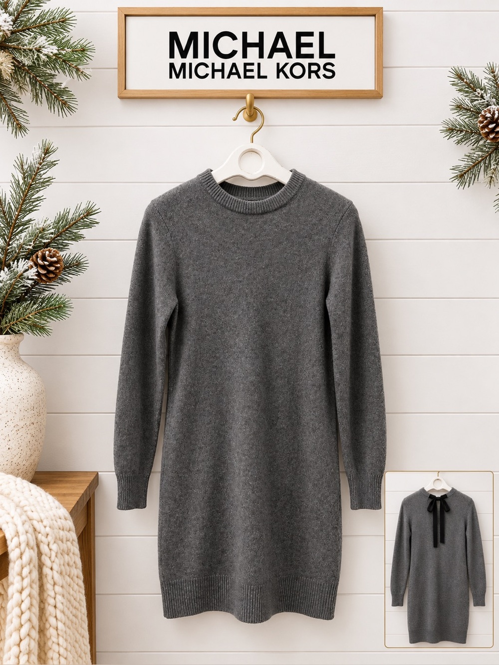 MICHAEL Michael Kors Knit Sweater Dress with Back Tie – Size S